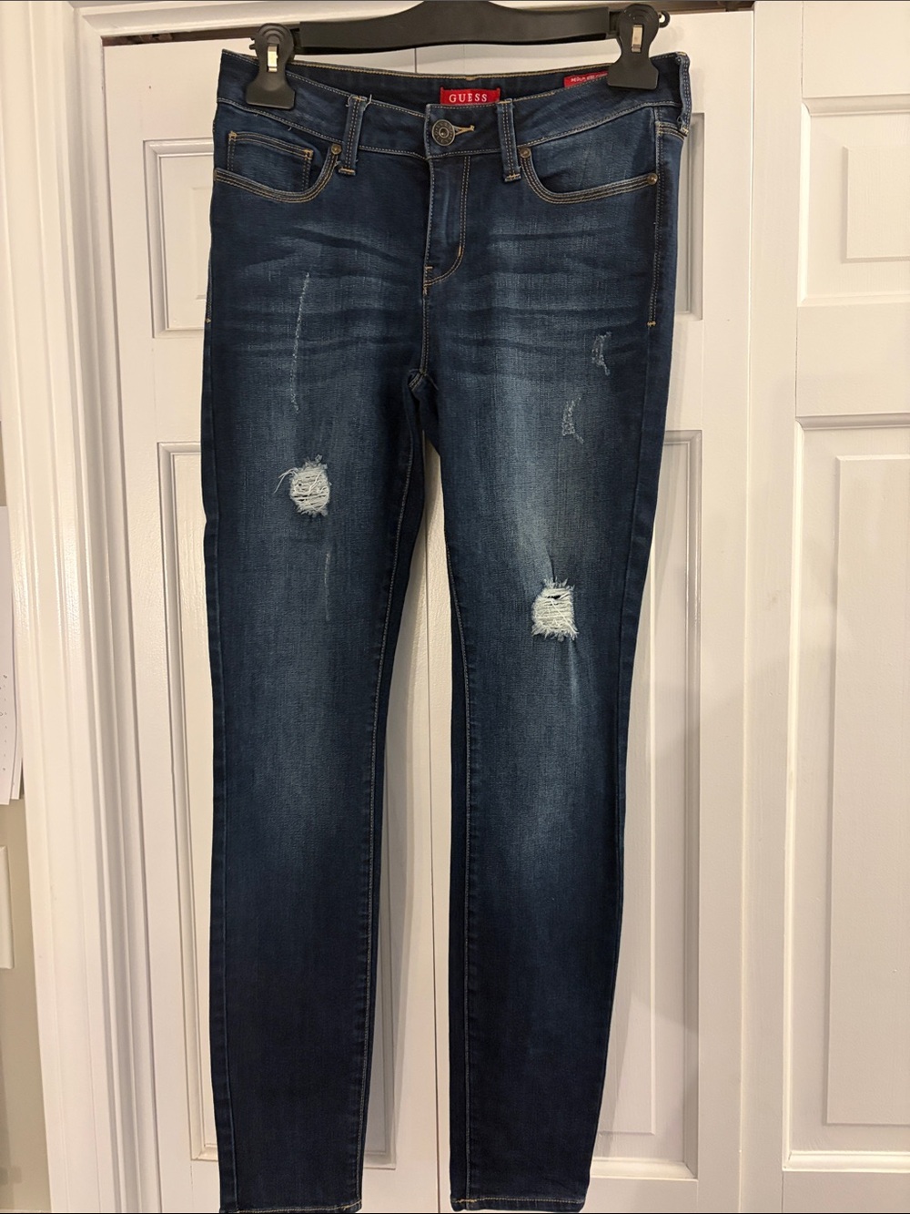 GUESS Dark Indigo Distressed Skinny Jeans